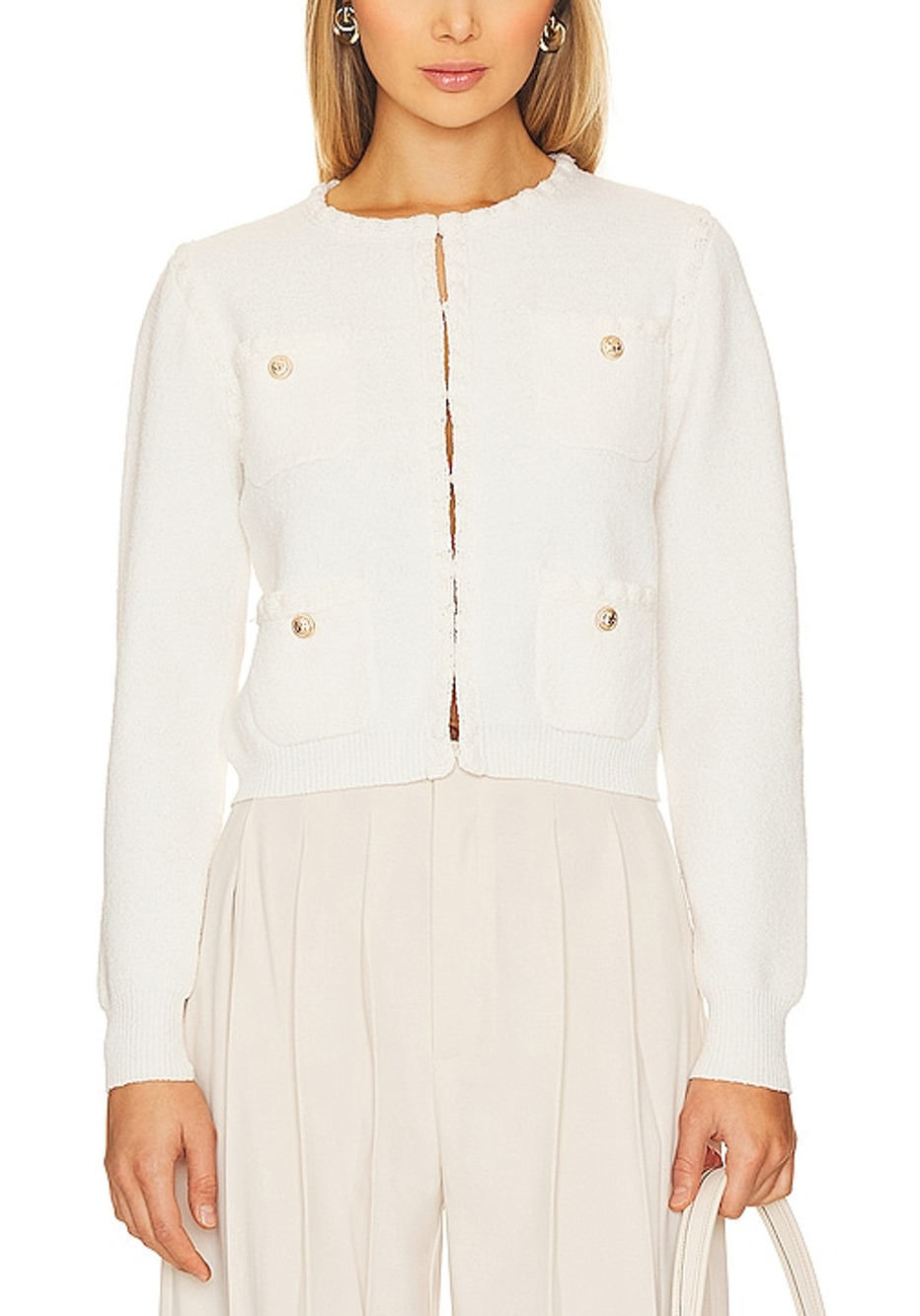 Line & Dot Textured Ivory Corey Cardigan Size XS